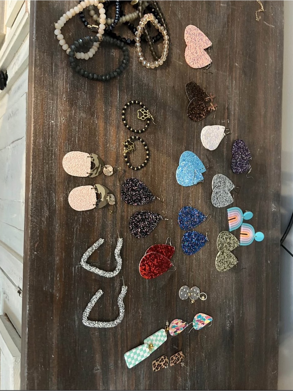 Mixed Glitter Heart & Statement Earrings Set - Multicolor , bracelets , necklace